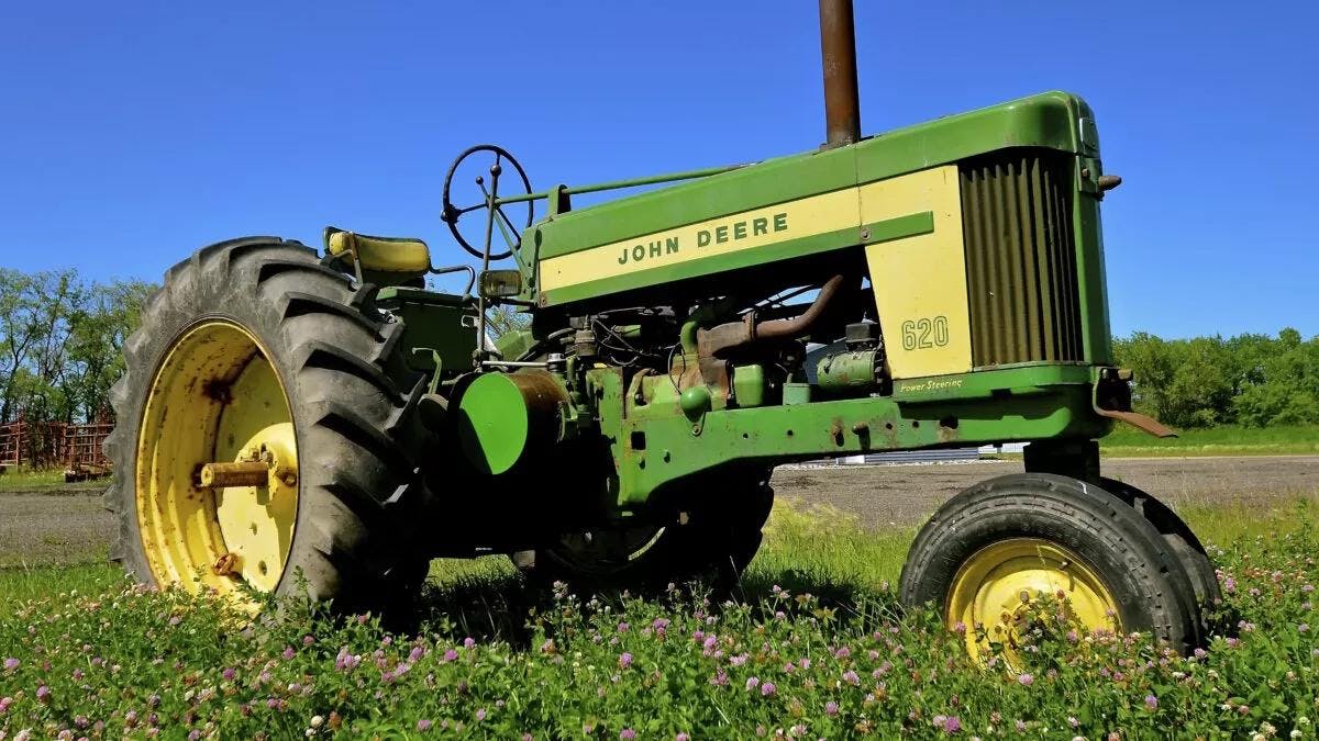 The featured image for a post titled "How John Deere Hijacked Copyright Law To Keep You From Tinkering With Your Tractor"